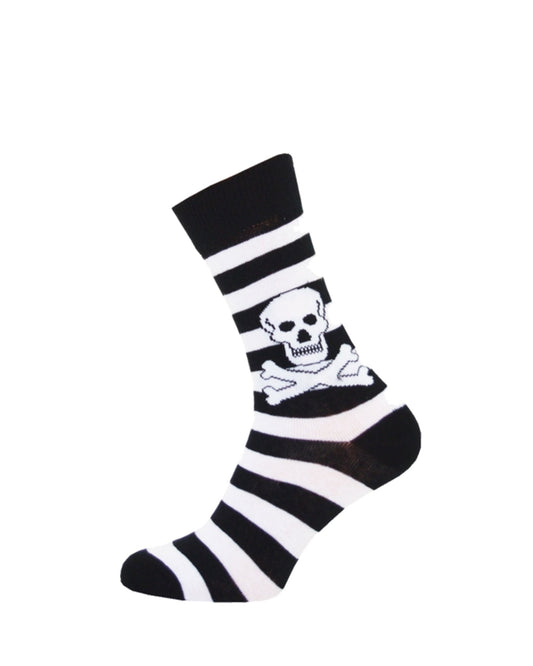 Socks Skull & Crossbones Stripes Black White