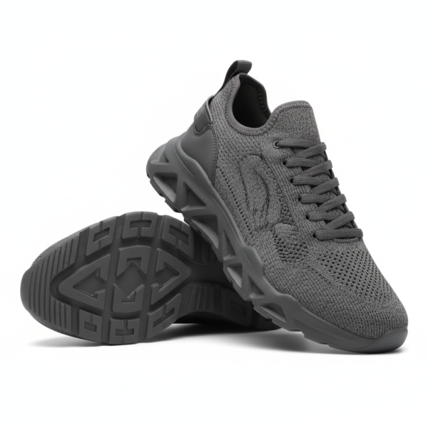 Men Light Black Breathable Knit Casual Sneakers